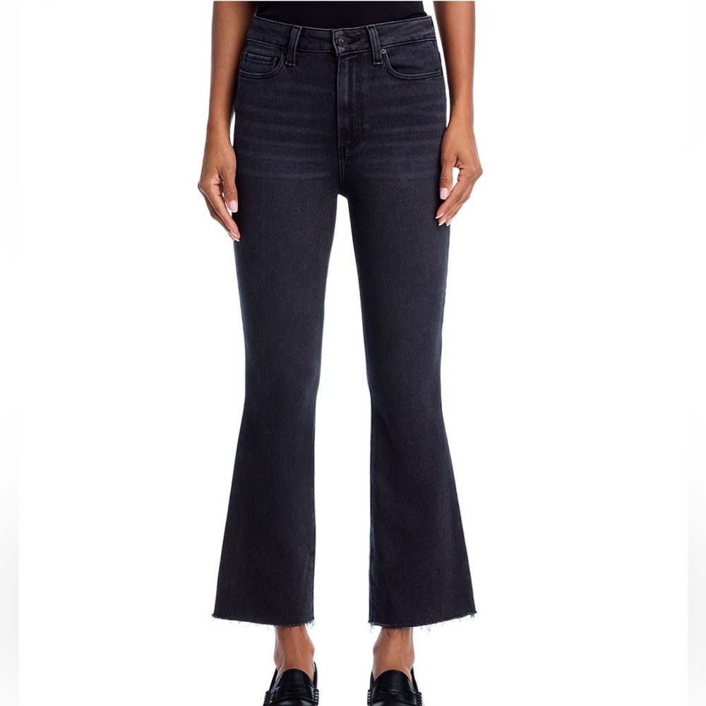 PAIGE Claudine High Rise Ankle Flare Jeans Black Lotus Size 26